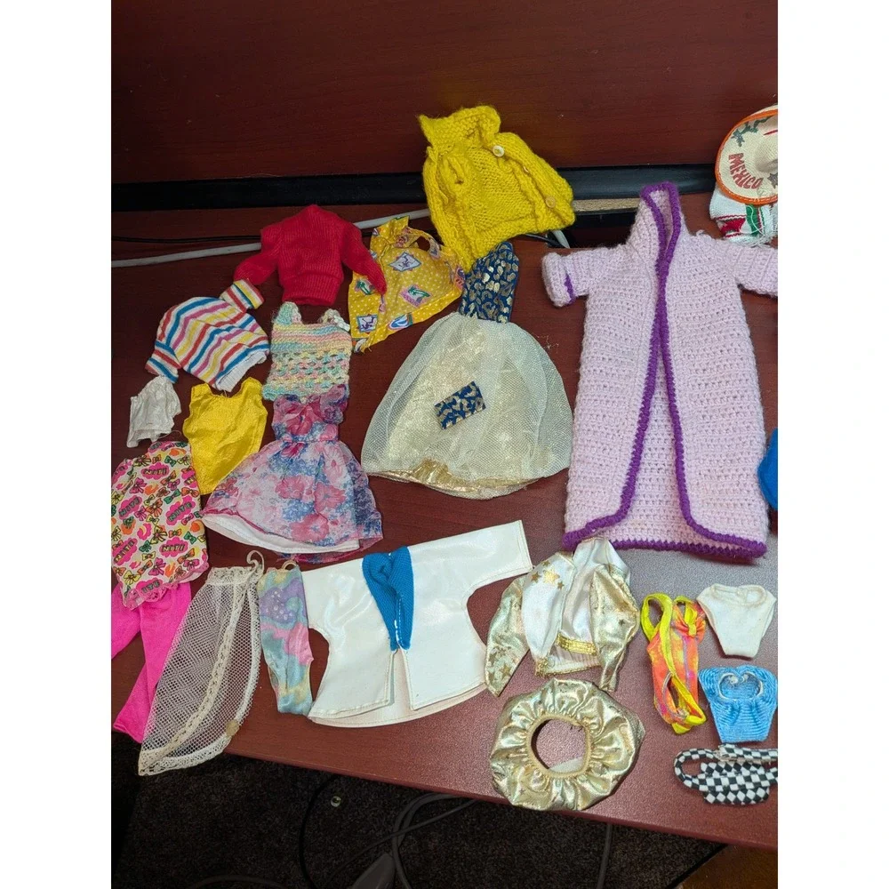 Vintage Barbie Doll Clothes Lot Mixed Accessories Dresses Handmade Outfits 65pc